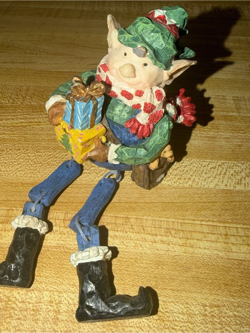 Vintage Holiday Snowman and Elf‎ sitting Figurines - Christmas holiday decor